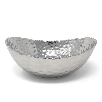 Pampa Bay CER-2019 Millenium Titanium-Plate Porcelain Oval Bowl, Silver