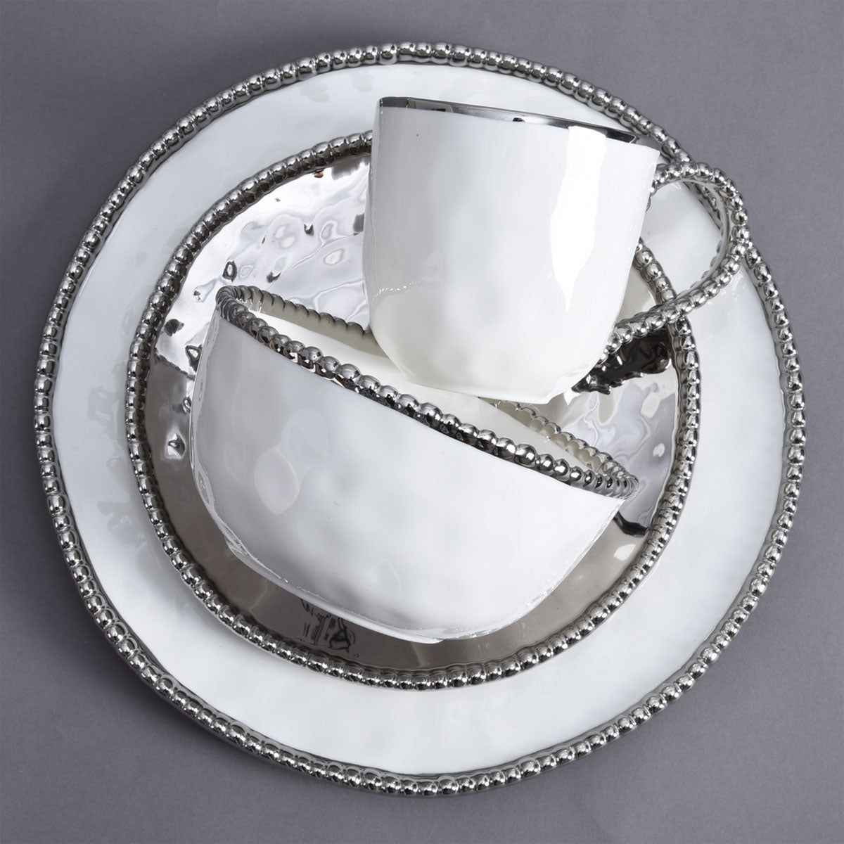 Pampa Bay Salerno Porcelain Mug with Titanium Accents, White/Silver