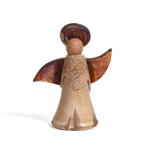 PotTerre Raku Pottery Mini 4-1/2-inch Angel Figurine