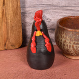 PotTerre Raku Pottery Small Chicken Figurine, Handmade in The USA, Black