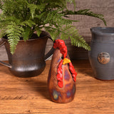 PotTerre Raku Pottery Small Chicken Figurine, Handmade in The USA, Multicolor
