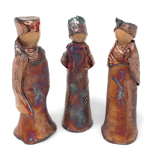 PotTerre Raku Pottery 3-piece Magi Nativity Set