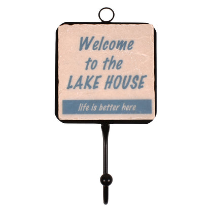 Welcome to the Lake House Tumbled Marble Towel and Robe Hook