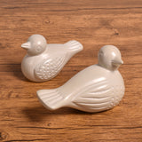 Hand Carved Natural Soapstone Bird Figurine from Kenya, 3-1/2 and 2-1/2 inches, Set of 2