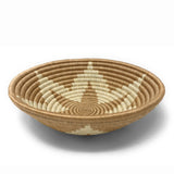 Songa Star Handwoven Rwandan Sisal Basket, Light Brown/Ivory