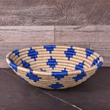 Handwoven Rwandan Honeycomb Sisal Basket, Bright Blue/Ivory, Large