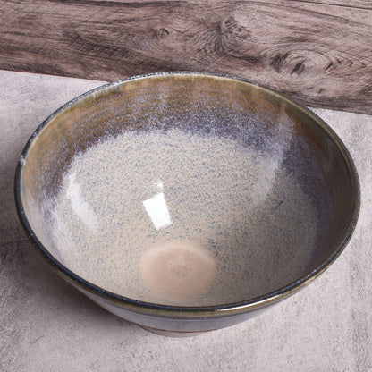 Reed Pottery 7-1/2-inch Carved Porcelain Bowl, Blue