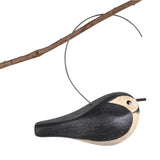 The Painted Bird by Richard Morgan Carved Black Caped Chickadee Hanging Decoy