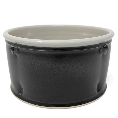 Royce Yoder Pottery 2-Quart Straight Sided Bowl, Souffle, Casserole Dish, Black/White