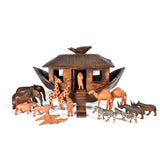 African Fair Trade Noah's Ark Set, Hand Carved Jacaranda Wood, Small