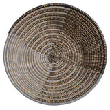 African Fair Trade Delta Handwoven Round Table Basket, Silver and Black