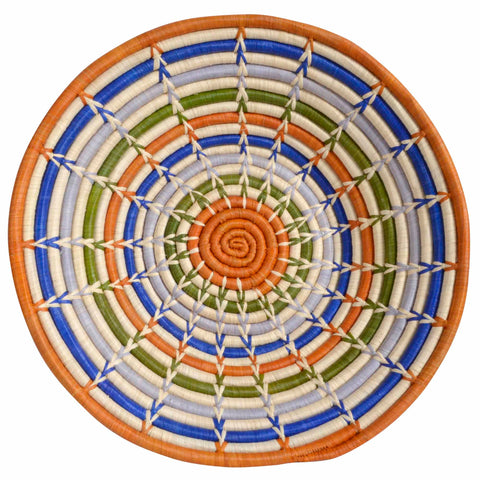 African Fair Trade Four Elements Handwoven Basket, Multicolor
