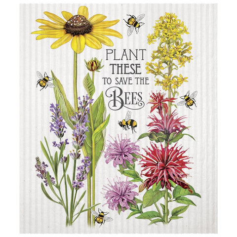 Mary Lake-Thompson Save The Bees Flowers Sponge Cloth, Eco-Friendly, Machine Washable