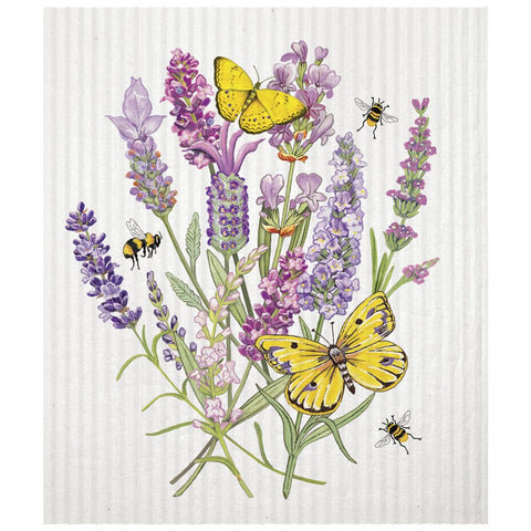 Mary Lake-Thompson Lavender with Butterflies and Bees Sponge Cloth, Eco-Friendly, Machine Washable