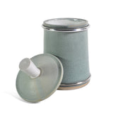 Dan Saultman Pottery Tea Jar with Stainless Steel Accents, Aqua - The Barrington Garage