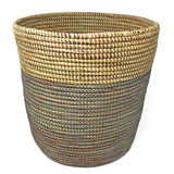 African Fair Trade 13-inch Handwoven Open Hamper Basket, Silver/Cream