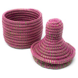 African Fair Trade Handwoven Miniature Warming Basket, Pink
