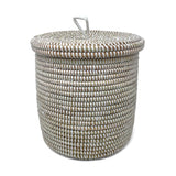 Fair Trade Handwoven Lidded Basket from Senegal, Medium, White
