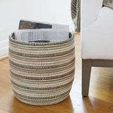 African Fair Trade 13-inch Handwoven Open Hamper Basket, Black/Silver/White