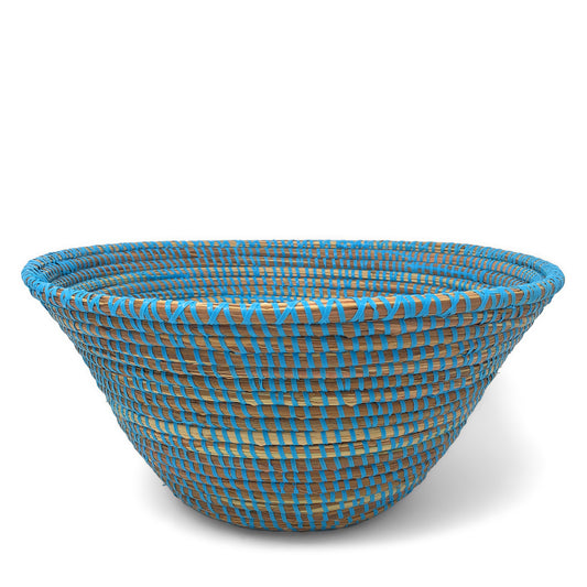 African Fair Trade Handwoven 12-inch Table Basket, Blue