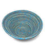 African Fair Trade Handwoven 12-inch Table Basket, Blue