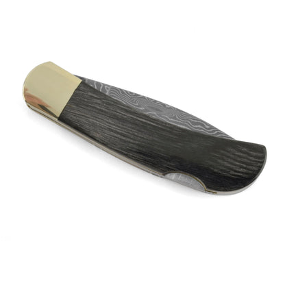 Santa Fe Stoneworks Blue Woolly Mammoth & Jet Damascus 3-inch Lockback Pocket Knife