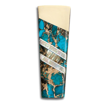 Santa Fe Stoneworks Gemstone Exotics Money Clip, Turquoise/Abalone/Bronze