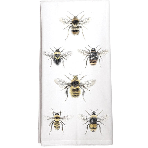 Montgomery Street Scattered Bees Cotton Flour Sack Dish Towel