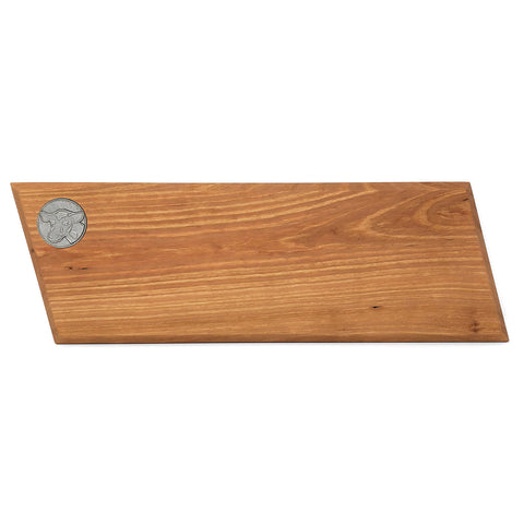 Handcrafted 16-inch Cherry Wood Baguette Cutting Board with Pewter Cow Medallion