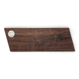 Handcrafted 16-inch Walnut Wood Baguette Cutting Board with Pewter Cow Medallion