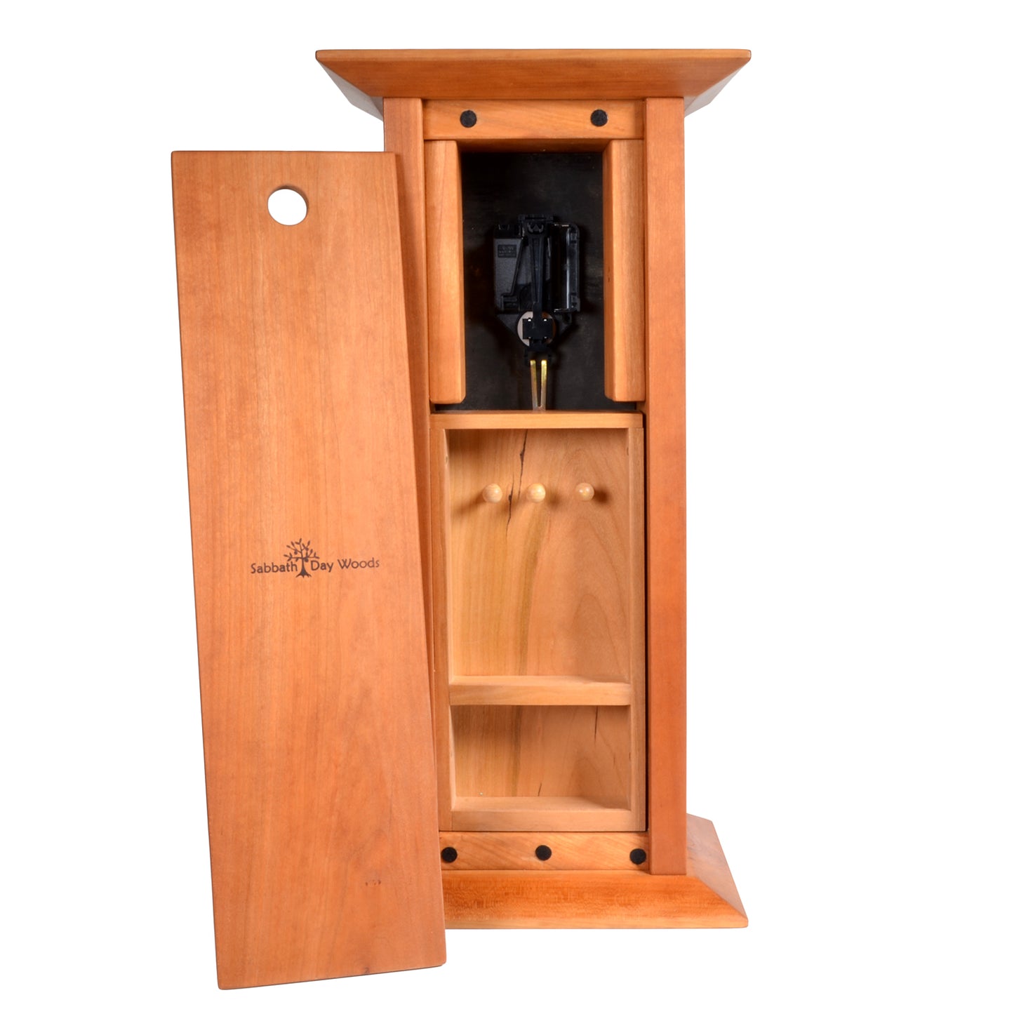 Sabbath-Day Woods Imperial Dragonfly Handmade Cherry Wood Mantel Clock with Hidden Jewelry Compartment