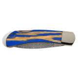 Santa Fe Stoneworks Cholla Cactus 3-inch Pocketknife with Damascus Steel Blade, Blue
