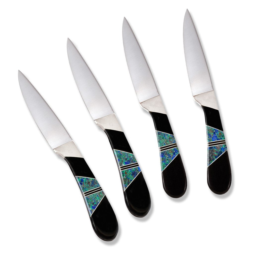 Santa Fe Stoneworks Jewelry Collection Steak Knives, Azurite, Set of 4
