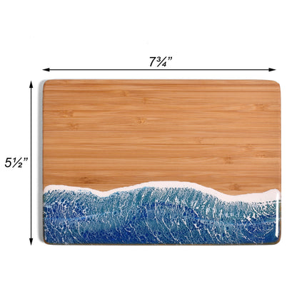 Sea Lion Studio Ocean Wave Bamboo Cheeseboard, Small, Tropica Blue