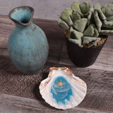 Ocean Wave Scallop Shell Handcrafted Trinket Dish, Turquoise Green