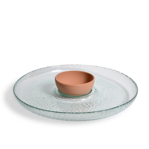 Spanish Recycled Glass and Terracotta Chip and Dip Set