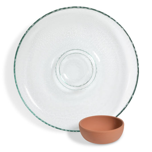 Spanish Recycled Glass and Terracotta Chip and Dip Set