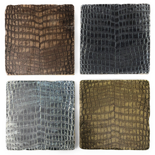 Crocodile Print Tumbled Marble Coasters, Set of 4