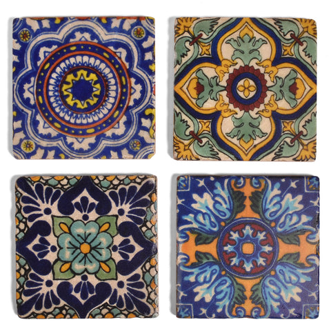 Studio Vertu Talavera Spanish Tiles Tumbled Marble Coasters, Set of 4
