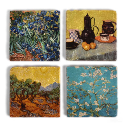 Studio Vertu Van Gogh Tumbled Marble Coasters, Set of 4