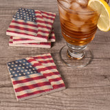 Studio Vertu American Flag Tumbled Marble Coasters, Set of 4