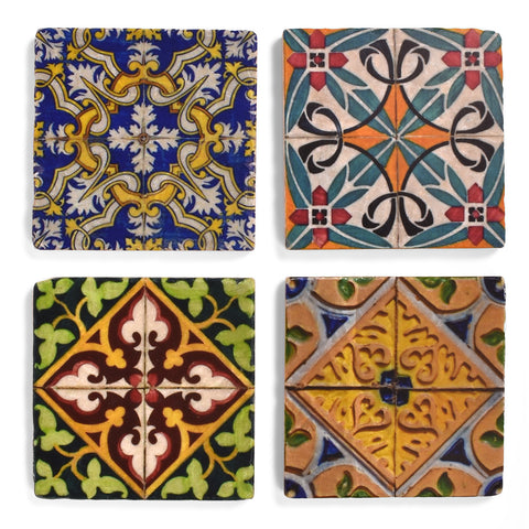 Studio Vertu Spanish Tiles Tumbled Marble Coasters, Set of 4