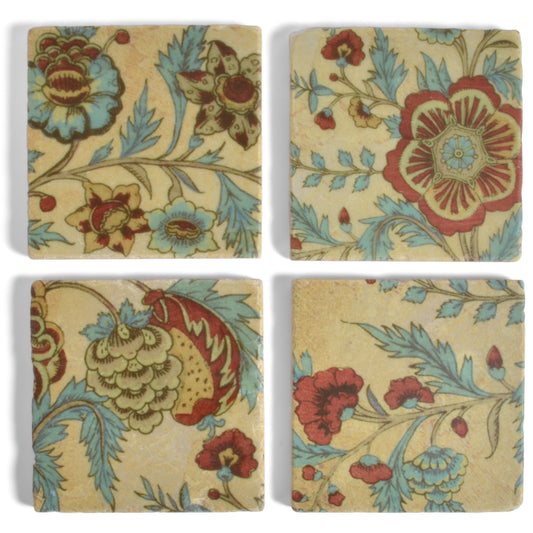 Studio Vertu Flora Indienne Marble Coasters, Set of 4