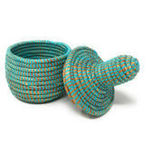 African Fair Trade Handwoven Miniature Warming Basket, Aqua