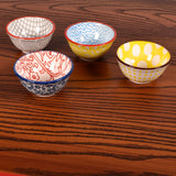 Patterned 2-1/2-inch Ceramic Wasabi/Pinch Bowls, Set of 4, Multicolor