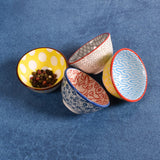 Patterned 2-1/2-inch Ceramic Wasabi/Pinch Bowls, Set of 4, Multicolor