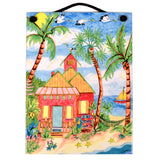 Mungo Key Designs Beach Cottage Welcome 7-3/4 x 6-inch Ceramic Tile Plaque, Handmade in The USA