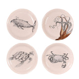 Sea Animals 8-inch Ceramic Salad Plates, Set of 4 Styles