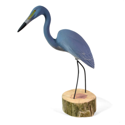 The Painted Bird by Richard Morgan Standing Blue Heron Carved Wood Figurine