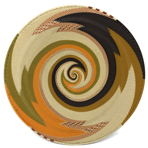 Fair Trade Zulu Telephone Wire 16-inch Platter Basket, African Earth